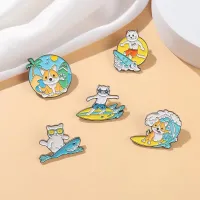 【YF】 Custom Sea Enamel Pin Beach Leisure Dog Brooch Flip Shirt Badge Jewelry Gifts Wholesale