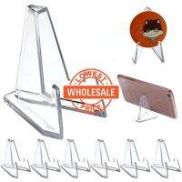 [Wholesale Price]Foldable Adjustable Clear Triangle Display Bracket For CardMedalPlate / Desktop Decorative Dishes Display Rack / Portable Multifunctional Mobile Phone Holder