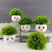 【cw】 Simulation fake flower home decoration balcony plastic flower fake grass green plant potted decoration mini decorative bonsai