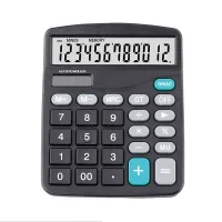 Black 12 Digit Large Screen Calculator Fashion Computer Financial Accounting