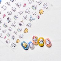 ☢﹍ Sanrio Nail Stickers Cinnamoroll Anime Cartoon Cute Personality Nail Decoration Accessories Back Adhesive 5d Nail Decals