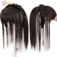 ✽ MEIFAN Synthetic Topper Hairpiece With Braids Headband Bangs Fringe Bands Heat Resistant Bangs Clip in Hair Extensions Hairpiece