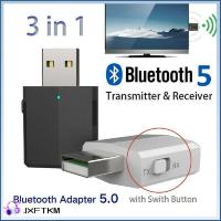 JXFTKM แบบพกพา อุปกรณ์ดิจิตอล Dongle ไร้สาย การ์ดเสียง อะแดปเตอร์ Bluetooth 5.0 3 ใน 1 เครื่องรับเสียงเพลง เครื่องส่งสัญญาณ USB