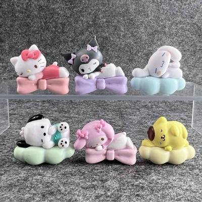 6pcs Sanrio Action Figure Kuromi Melody Cinnamoroll DIY Cleansing Lotion Toothbrushes Decorations Girls Gifts