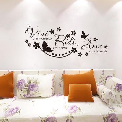 Italian Quote Vivi Ogni Momento Vinyl Wall Stickers Wall Art Decal Wallpaper Living Room Home Decor Poster House Decoration E446