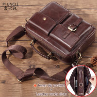 PIUNCLE Brand Fashion Style Mens Briefcase Pack Genuine Leather Male Office Totes Bag Casual Small Briefcase Shoulder Bag Vintage Leather 10" Laptop Satchel Bags Men Crossbody Shoulder Messenger Bags Multi Compartment Office Handbags For Male