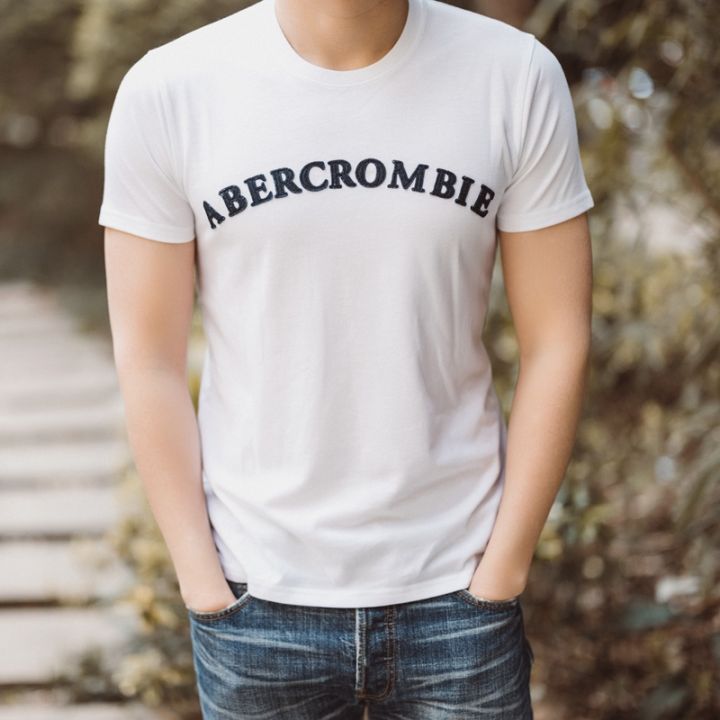 abercrombie-fitch-unisex-เสื้อยืดแขนสั้นพิมพ์ลายใหม่