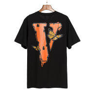 Classic Vlone Short-sleeved Female Couple Loose Street Hip-hop Big V Trend T-shirt Mens Cotton Round Neck 065