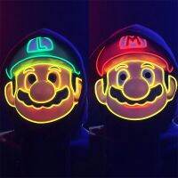 Halloween LED Super Brother Luminous Mask Cartoon Game Anime Role Playing Props Ball Crossdressing Party Funny Cool Atmosphere