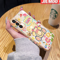 เคส JIUMOO สำหรับ Tecno Pova 3 Pova Neo Pova Neo2 Pova 4 Pro เคสการ์ตูนหมีโชคดีใหม่กรอบสี่เหลี่ยมพื้นผิวเคสชุบซิลิก้าเจลนิ่มกันกระแทกเคสมือถือรวมเลนส์กล้องถ่ายรูปฝาครอบป้องกัน