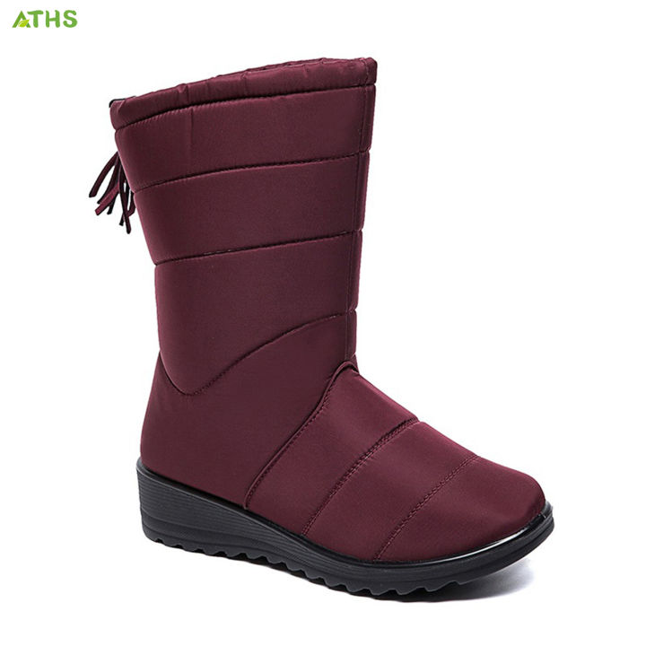 aths-รองเท้าบูทลุยหิมะผู้หญิง-รองเท้าลำลองกันหิมะทำจากผ้าฝ้ายให้ความอบอุ่นในฤดูหนาวของขวัญสำหรับคริสต์มาสวันเกิดปีใหม่