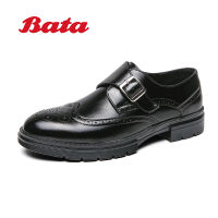 รองเท้าหนัง Bata สำหรับชุดทำงานผู้ชายหัวเข็มขัดพื้นรองเท้าหนาความสูงรองเท้าหนังทางการผู้ชายรองเท้าหนังขนาดใหญ่45 46