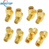 10PCS/lot T Type SMA Male / Female to Dual SMA T Splitter Plug 3 Way RF Coax Coaxial Antenna Connector Gold Brass 50ohm 5 Types