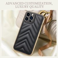 ❈ iPhone 14promax Protective Case New Style Lambskin Fashion Apple 12/13/14promax High-End Feel All-Inclusive Shock-Resistant Leather