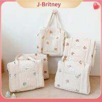 Tas Bersalin ผ้าฝ้าย J-BRITNEY กระเป๋าผ้าปักลายหมีกระเป๋าผ้าอ้อมสีเบจ