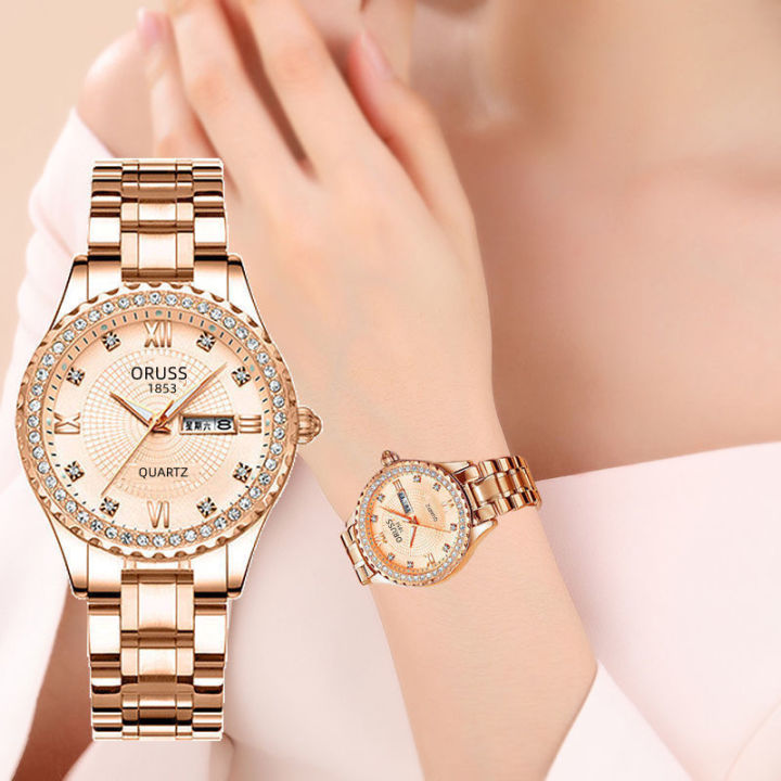 oruss-2023นาฬิกาข้อมือผู้หญิงใหม่กันน้ำได้-นาฬิกาข้อมือขายดีเกรดดีเยี่ยมปฏิทิน