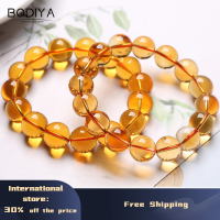 BODIYA สร้อยข้อมือซิทรินบราซิลธรรมชาติสำหรับผู้ชายและผู้หญิงสร้อยข้อมือเครื่องประดับคริสตัลสีเหลือง