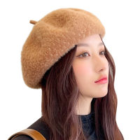 HT3823 Berets New Autumn Winter Hat Women Soft Mink Fur Beanie Hat Ladies Vintage Octagonal Cap Female Artist Painter Beret Hat