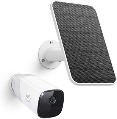 eufy security eufyCam 2 Pro Wireless Home Security Add-on Camera &amp; Certified eufyCam Solar Panel Bundle, 2K Resolution, No Monthly Fee, Continuous Power Supply, 2.6W Solar Panel