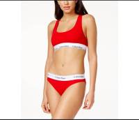 ชุดว่ายน้ำผู้หญิง สีแดง Set Bikini Brief Cotton มีสินค้าพร้อมส่