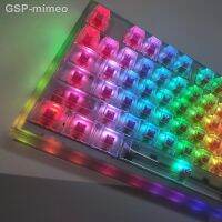 Ium♀Mimeo 104 Limpar Em Branco Keycaps Oem Transparente Perfil Abs Cristal Substuiçteclado Do Jogo Mecânico ตัวครอบสีดำอาร์จีบี