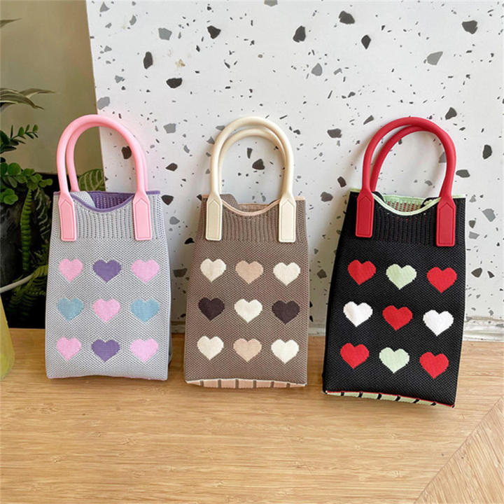 small-square-bag-pink-love-heart-casual-handbag-silicone-new-cell-phone-bag-knitted-bag-shoulder-crossbody-bag