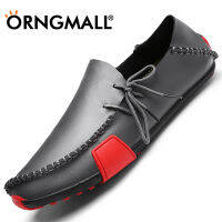 ORNGMALL รองเท้าหนังส้นเตี้ยสำหรับขับรถของมาใหม่,รองเท้าหนังลำลองรองเท้าแบบสวมแฟชั่นรองเท้าขนาดใหญ่ขี้เกียจ38-47