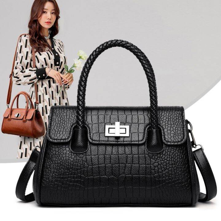 handbag-branded-หนังนิ่มลายจระเข้กระเป๋าแฟชั่นสไตล์ยุโรปและอเมริกาใหม่เรียบง่ายแม่กระเป๋าผู้หญิงวัยกลางคนกระเป๋าสะพายกระเป๋า-messenger