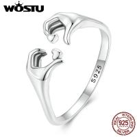 WOSTU แหวนเปิดหัวใจมือ925เงินสเตอร์ลิงสำหรับผู้หญิงเครื่องประดับแม่ภรรยาปรับได้ของขวัญวันเกิดหรูหรา twzhvj