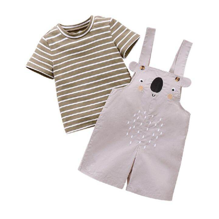 2022-summer-children-sets-short-sleeve-striped-t-shirt-print-koalas-suspenders-2pcs-roupa-infantil-menina-clothes-sets-18m-6t