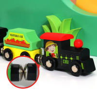 Magnetic Wooden Train Toys Assembling Blocks Toys Creative Intelligence Logic Thinking Training Blocks Toy for Kids Boys Girls Birthday Gifts