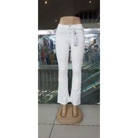 Ladies high quality white bootcut jeans ad getah size 26 sampai 36