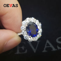 OEVAS 100 925 Sterling Silver Sparkling 7*9mm Sapphire High Carbon Diamond Bridal Rings Engagement Party Fine Jewelry Wholesale