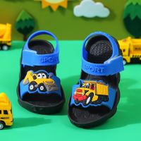 Kids Sandals Boys Truck Car Cartoon Soft Sole Non-Slip First Walker PVC Summer Children Shoes Hook&amp;Loop Beach High Quality New