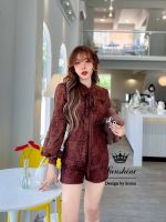 พร้อมส่ง S-2XL GANNIESHOP (12D) Set2ชิ้น ชุดเข้าเซท ชุดสาวอวบ ชุดกางเกงขาสั้น dress เดรส เดรสสั้น มินิเดรส เดรสสีครีม เดรสสีน้ำตาลเข้ม