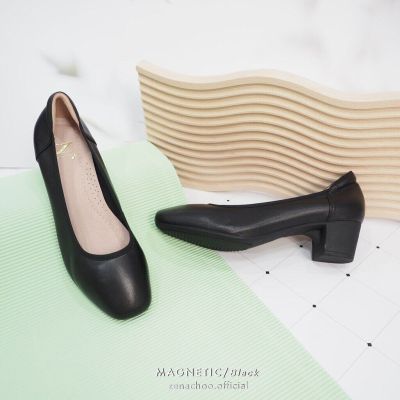 ทรงปกติ:เปลี่ยนไซส์ได้-ไม่รับคืน:: Zenachoo Magnetic Shoes สูง 2นิ้ว สีดำ รองเท้าสุขภาพ แม่เหล็กนวตกรรมญี่ปุ่น ขายดี หน้ากว้างนิ่มสบาย