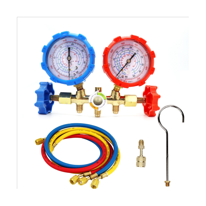 R410A 3 Way AC Diagnostic Manifold Gauge Set Car Ac Refrigerant Gauge