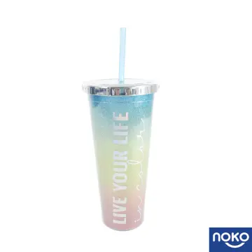 520ML Glitter Water Bottle Double Layer Tumbler with straw Water