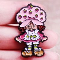 Children Animation Strawberry Sweet Cake Girl Enamel Pins Cartoon Metal Brooch Badge Clothes Hat Backpack Accessory Gifts