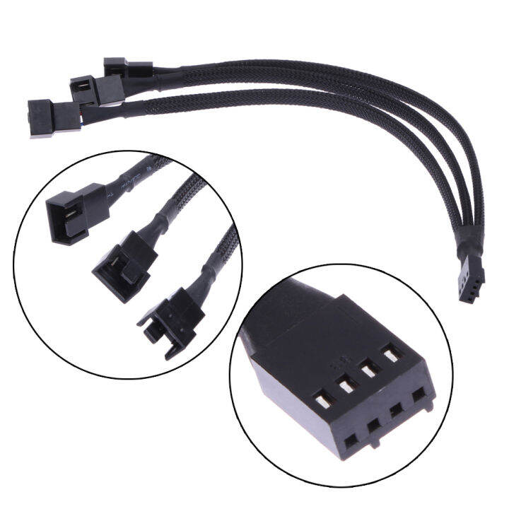 4-pin-pwm-fan-cable-1ถึง3วิธี-splitter-สายต่อแขนสีดำ