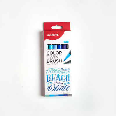 Monami สี Twin Brush ปากกา6สีปากกาสีน้ำ Medium/fine Double Head Brush DIY Marker สำหรับวาดการประดิษฐ์ตัวอักษรภาพวาด Doodle โรงเรียน Art Design 4038TH
