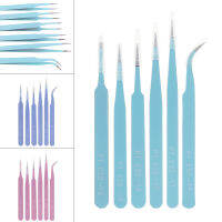 6Pcs Precision Tweezers Set 116มม.-133มม. แหนบสแตนเลสป้องกันไฟฟ้าสถิตย์