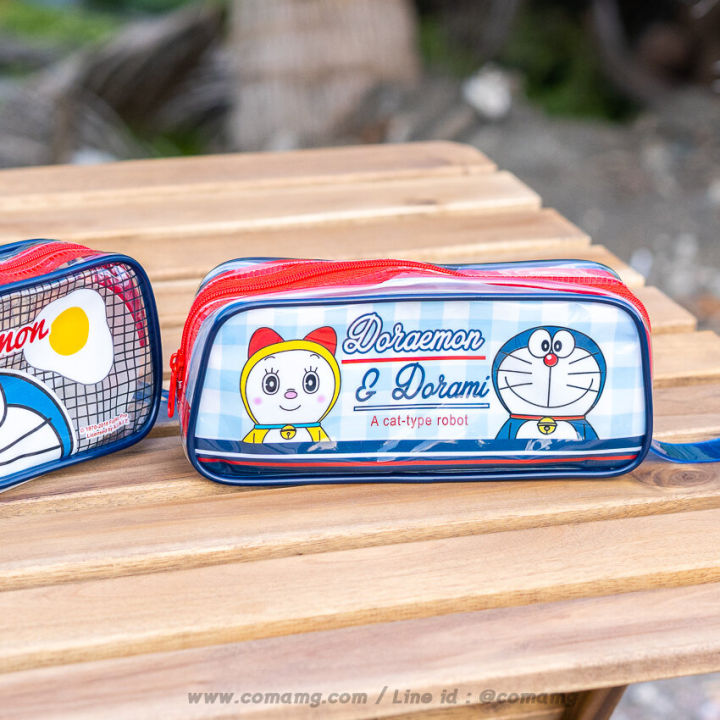 กระเป๋าใส่เครื่องเขียนpvc-ลายโดราเอมอน-doraemon-ทรงสี่เหลี่ยมคางหมู