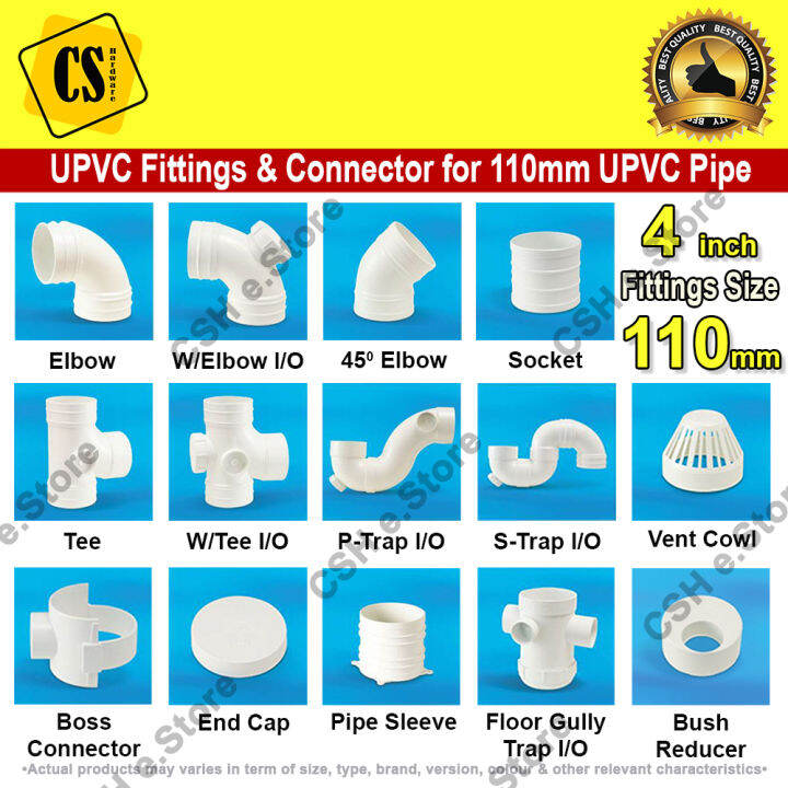 110mm UPVC Pipe Fitting Connector Sambungan Paip Putih Elbow W/Elbow I ...