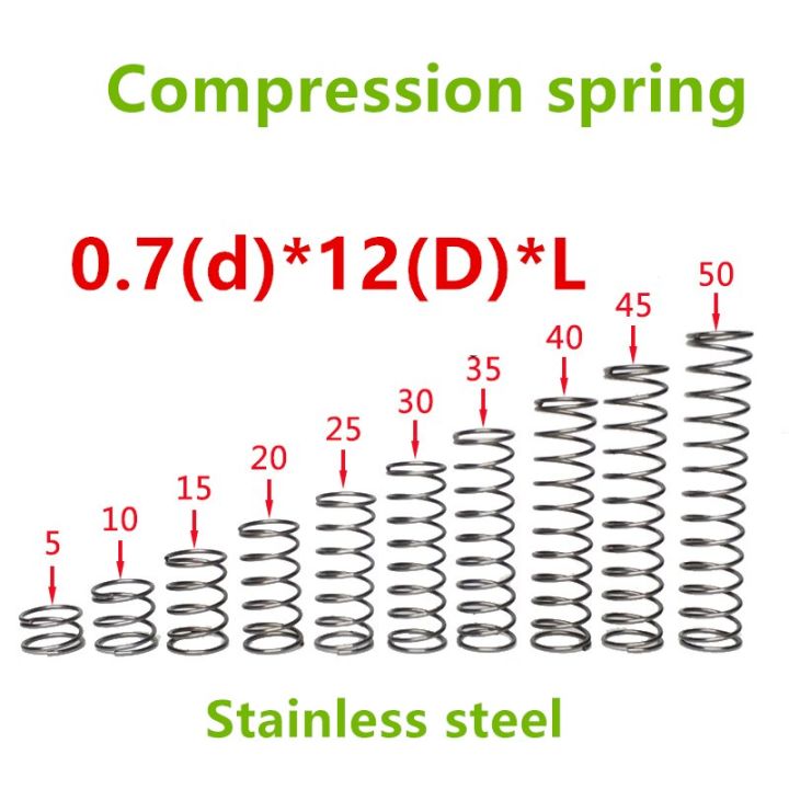 【Worth-Buy】 สปริงบีบอัดสายไฟสปริงจุดเล็กๆ50ชิ้น0.7*12*10/15/20/25/30/35/40/45/50สแตนเลสซีรีส์ขนาดเล็ก