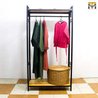 MT Design ราวแขวนเสื้อผ้า พร้อมชั้นวางของ ตู้เสื้อผ้าดีไซน์สวยมาก รับน้ำหนักได้ดี แข็งแรง งานฝีมือ รุ่น MT044