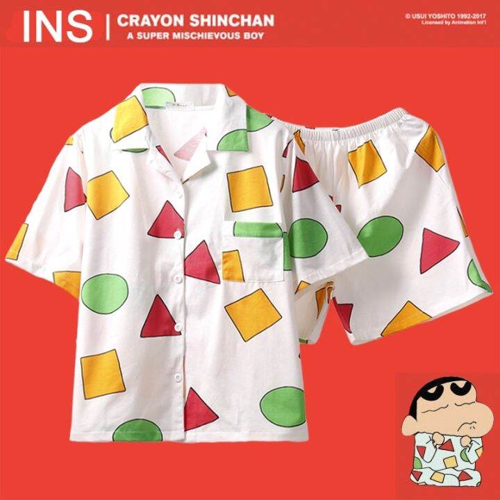 cod-dsfgretgrytwe-หน้ากากตาฟรี-crayon-shin-chan-ชุดนอน-ชุดนอนแขนสั้น-ชุดนอนผ้าฝ้าย-ฝ้าย-เสื้อผ้าหน้าแรก-ชุดนอนแบบสองชิ้น-เสื้อคอปก-เซตชุดนอน-ผ้าคอตตอน-ผ้าฝ้าย