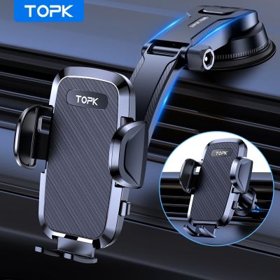 ที่ติดโทรศัพท์ในรถยนต์ TOPK 2-IN-1,อัพเกรดแฮนด์ฟรียืนที่วางโทรศัพท์สำหรับแผงหน้าปัดรถยนต์เข้ากันได้กับเหมาะสำหรับ Samsung