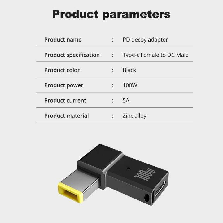 chaunceybi-100w-usb-type-c-female-to-male-usb-c-fast-charging-cable-converter-plug