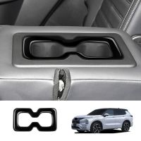 1 PCS Back Seat Water Cup Holder Panel Decoration Trim Frame Car Interior Rear Car Accessories Carbon Fiber for Mitsubishi Outlander 2022 2023